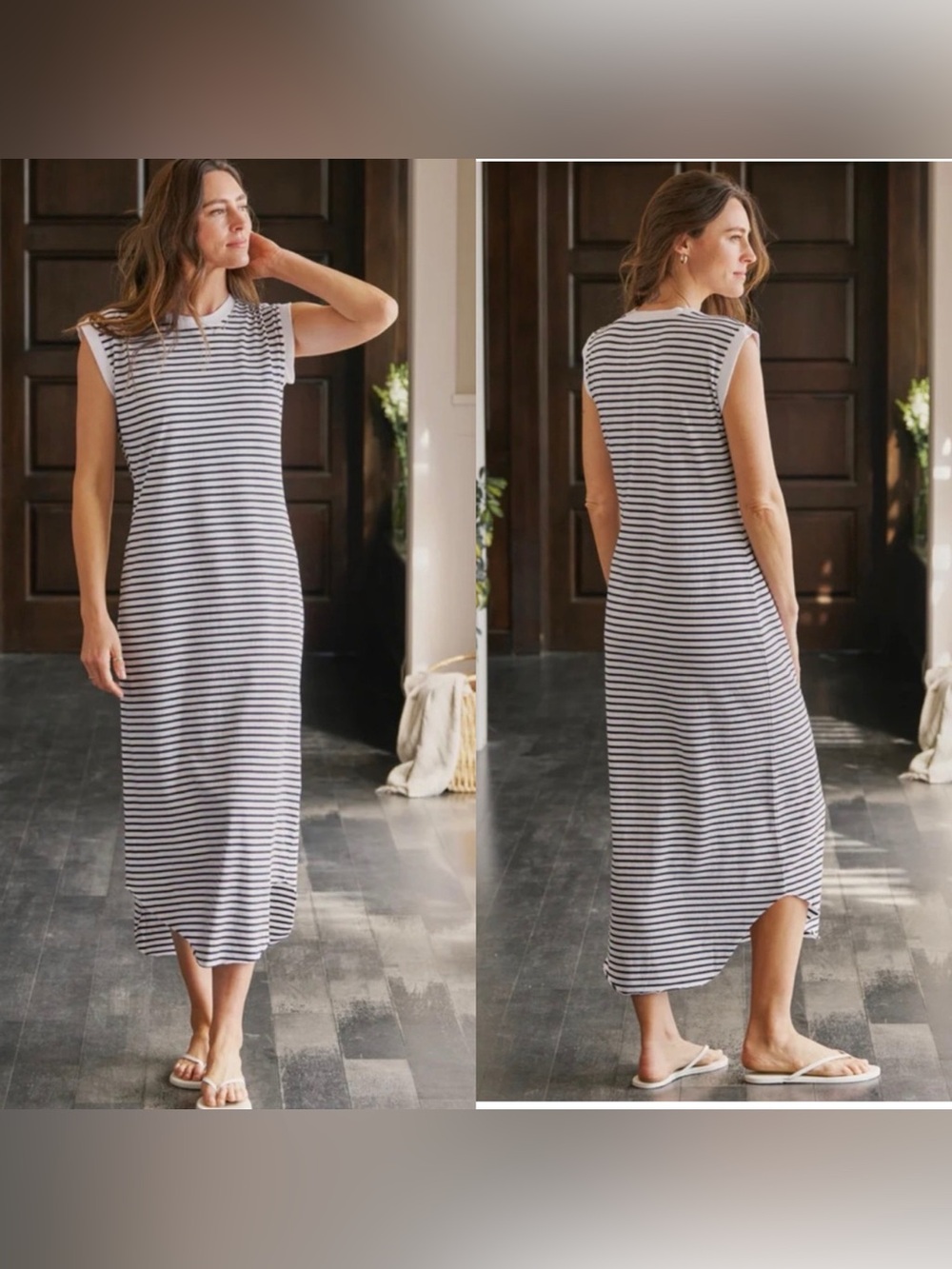 NWOT Frank & Eileen Cory Vintage Muscle Tee Maxi Dress Navy French Stripe XS